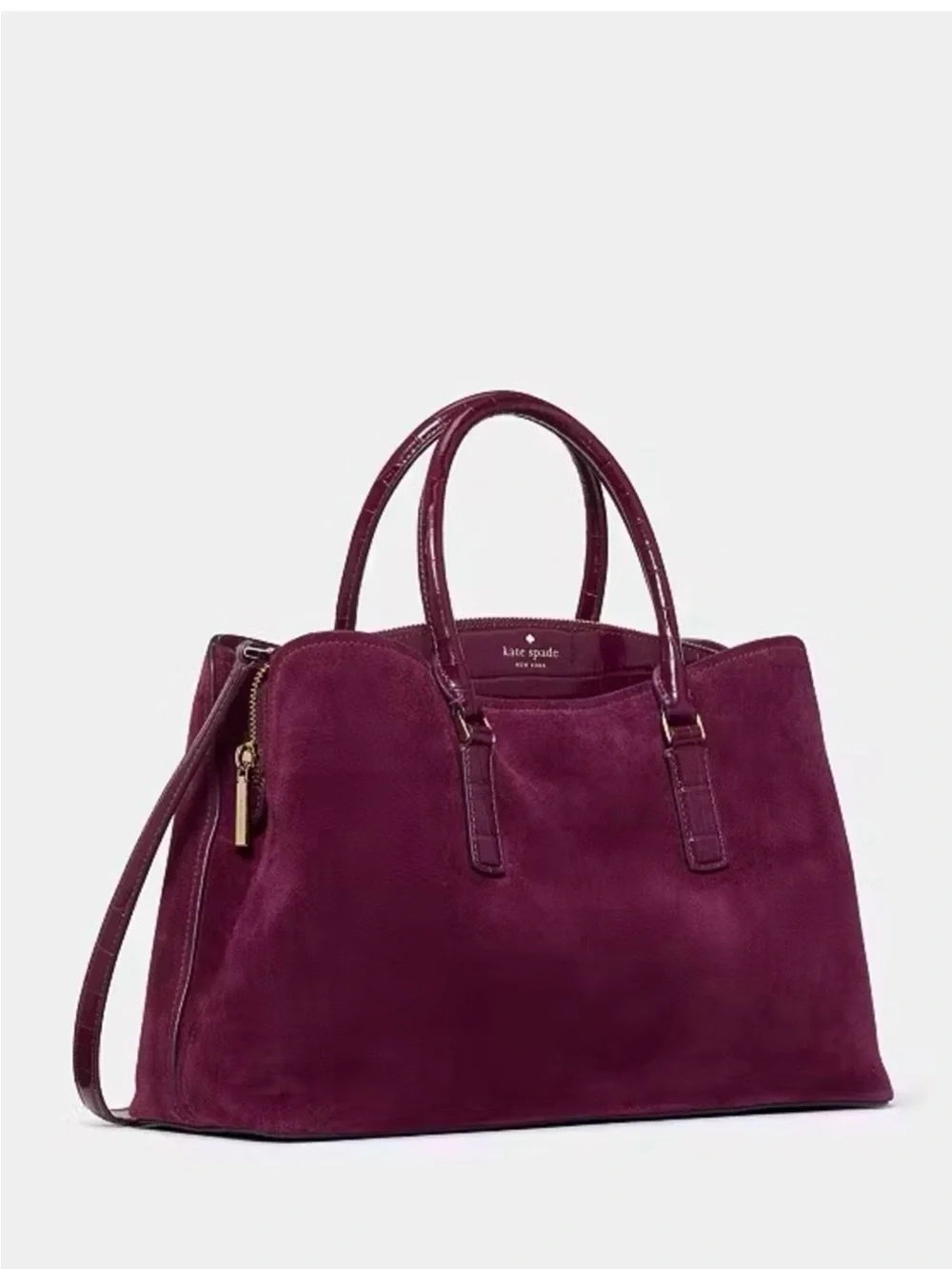 Kate Spade New York Thompson Street Suede And Croc Embossed Satchel Bag KP185